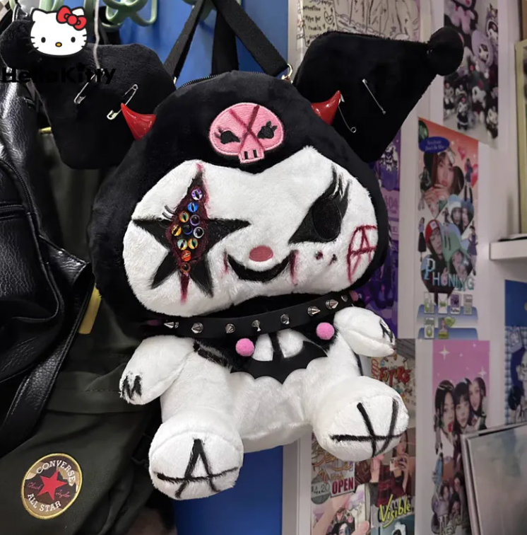 Kuromi My Melody Goth Punk Plushie Backpack