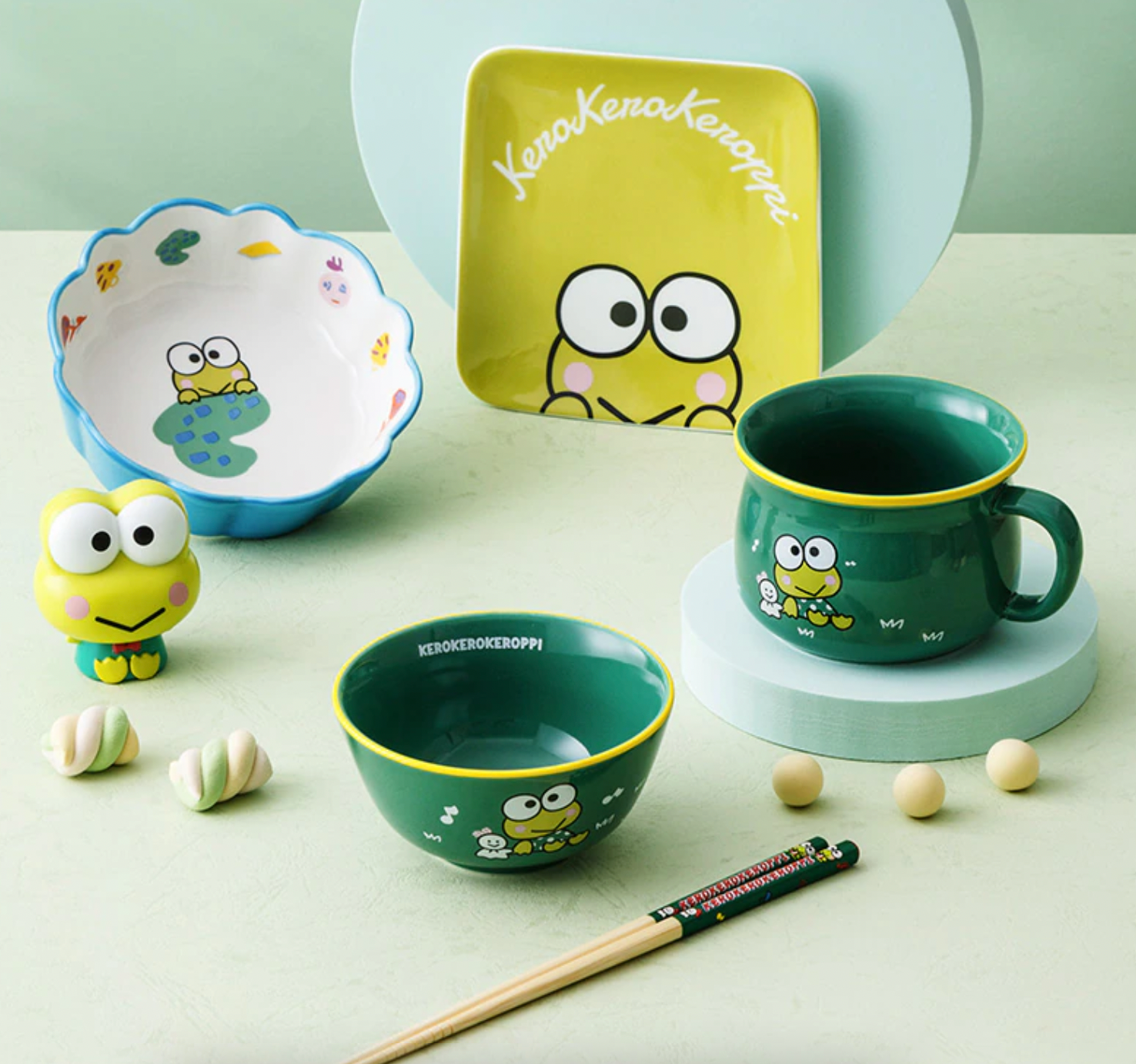 Keroppi Glass Mug 3-Piece Set (Sweet Dreams Series)