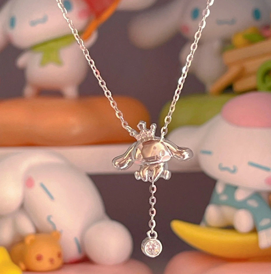 Kawaii Sanrio Cinnamoroll Crown Heart Necklace