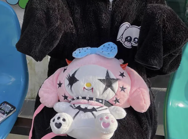 Kuromi + My Melody Goth Punk Plushie Backpack