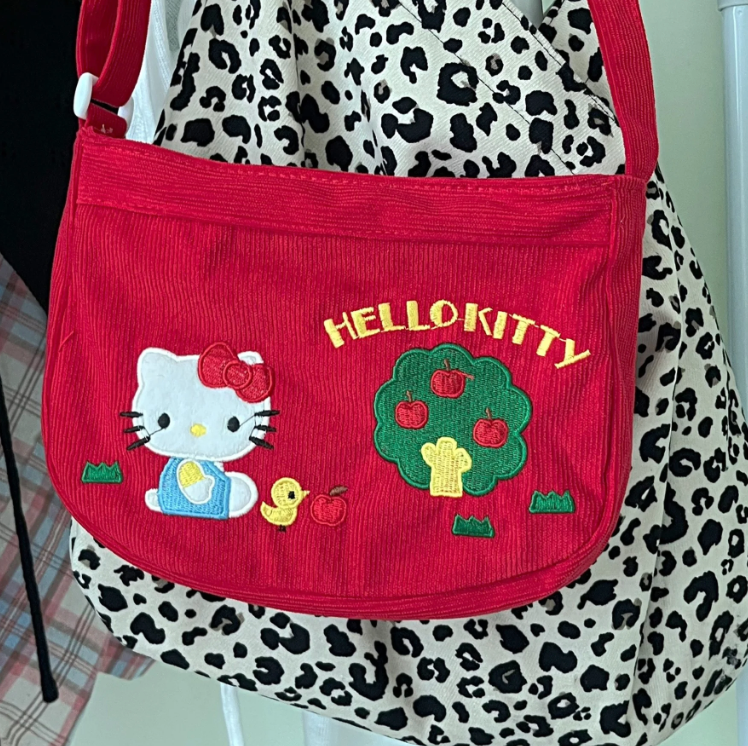 Vintage Sanrio Hello Kitty Corduroy Messenger Bag