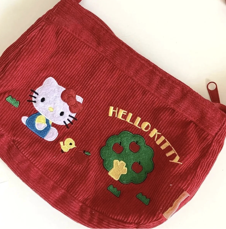 Vintage Sanrio Hello Kitty Corduroy Messenger Bag