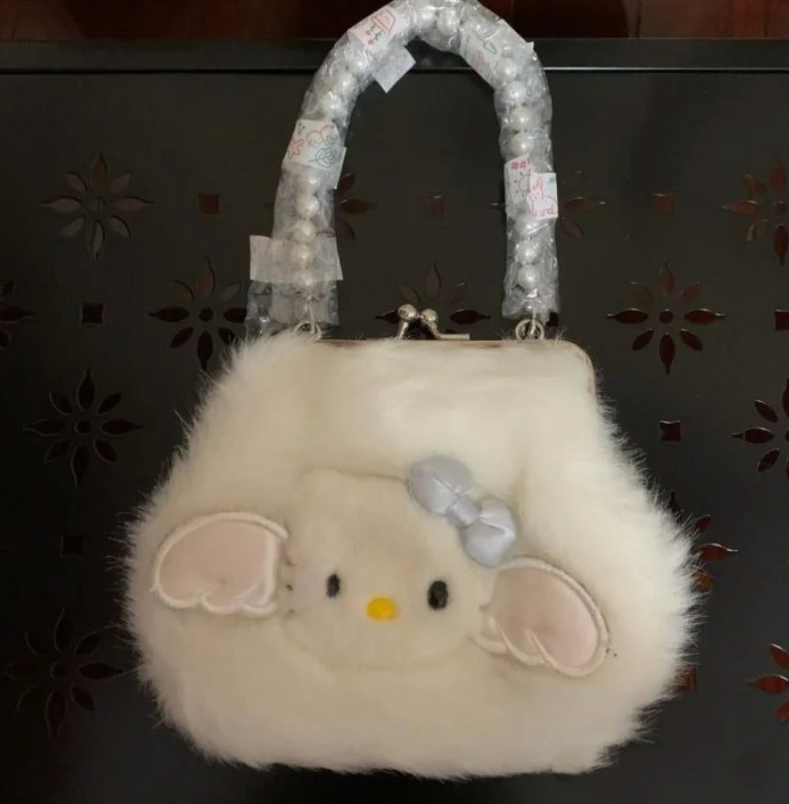 Vintage Silver and Pink Fur Hello Kitty Handbag Hello Kitty -  Finland